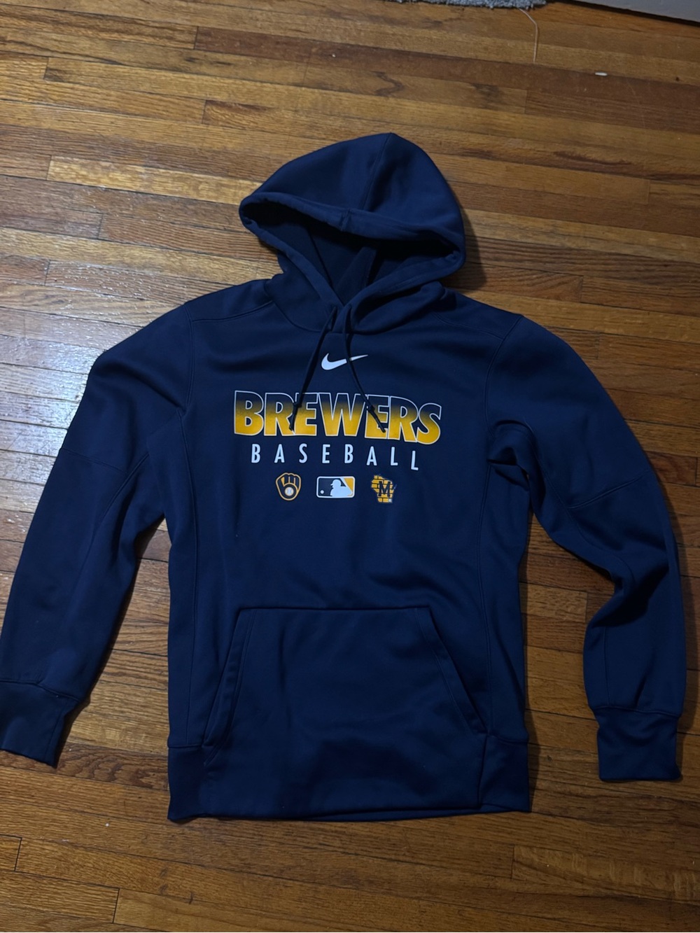 Nike Navy Dri-FIT Brewers Baseball Pullover Hoodie
